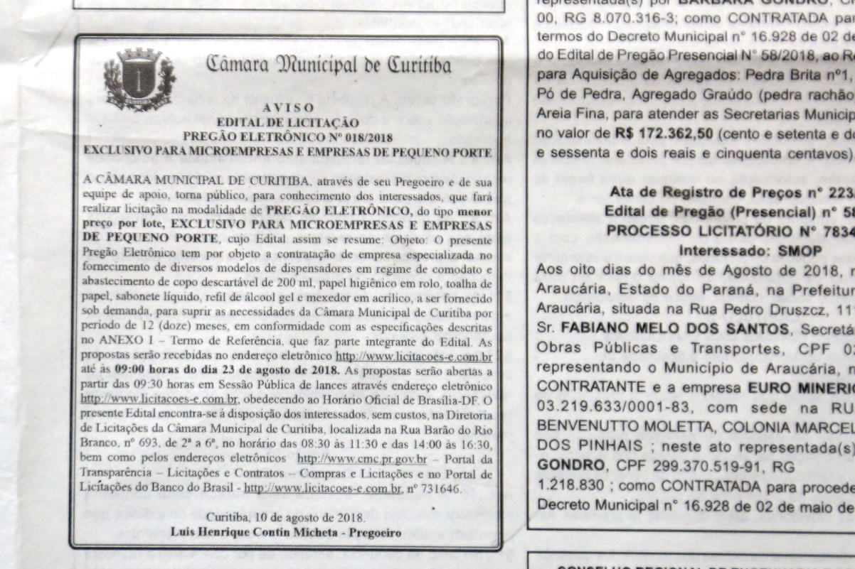 Câmara licita copos plásticos e outros materiais de consumo 