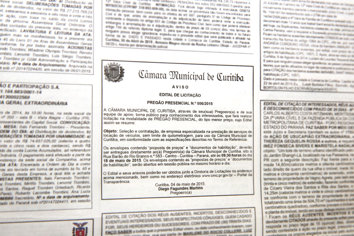 Câmara Municipal abre licitação para novos carros
