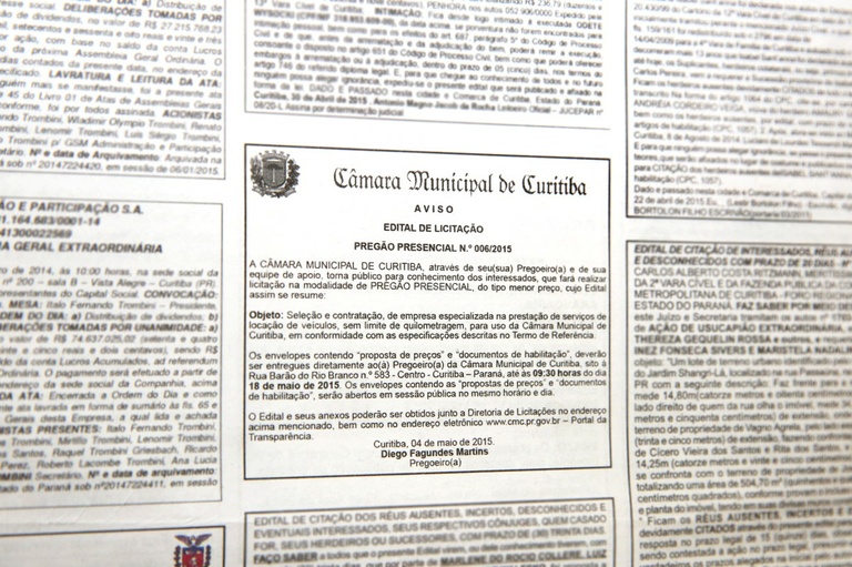 Câmara Municipal abre licitação para novos carros