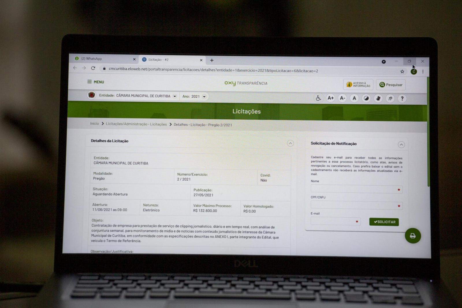 Câmara Municipal de Curitiba licita serviço de clipping jornalístico