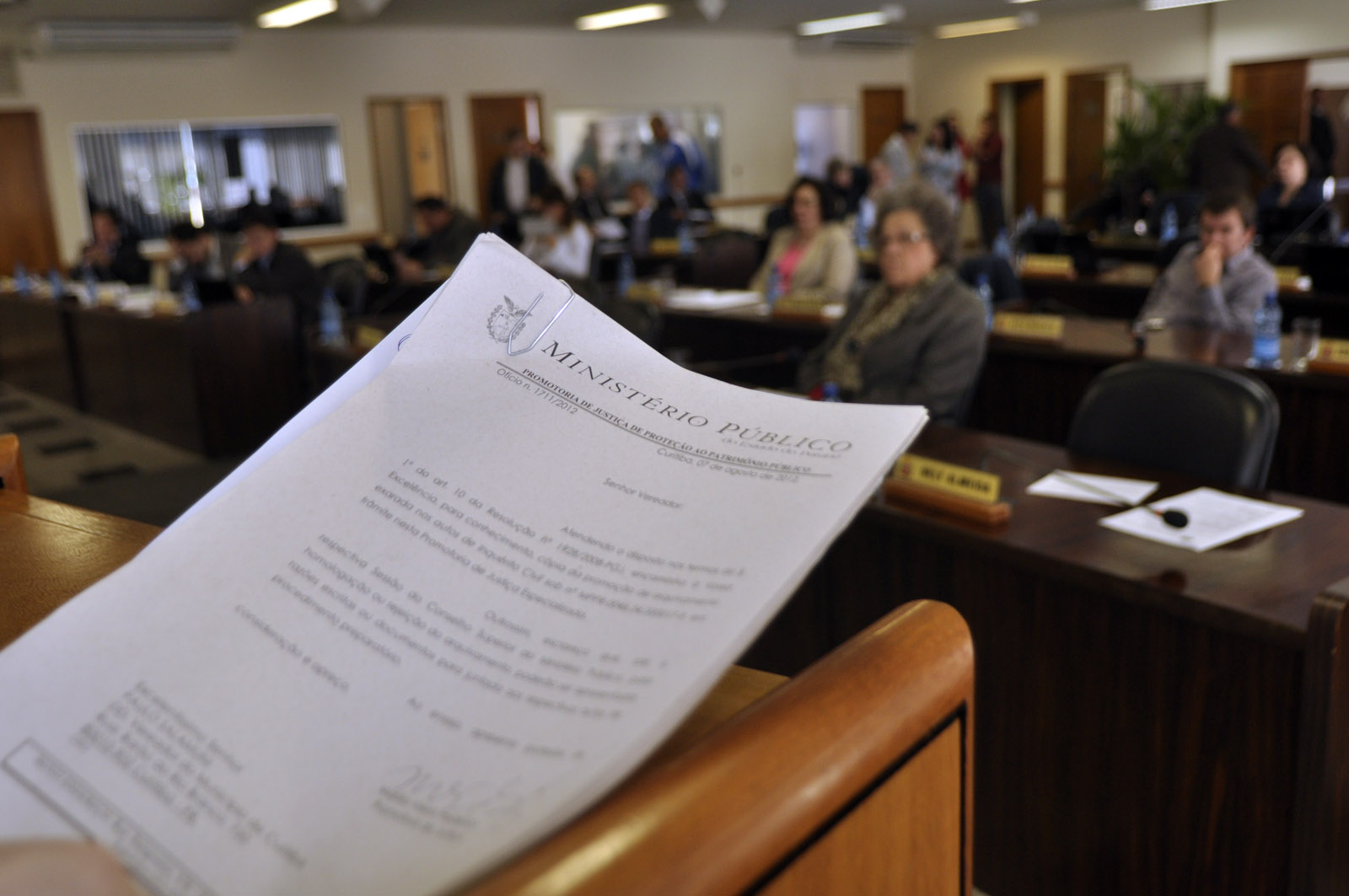 Decisão do MP comunicada em plenário 