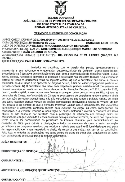 Ex-funcionário de Galdino retira acusações e retrata-se publicamente 