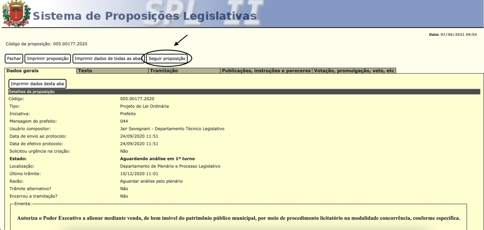Para cadastrar um e-mail e receber atualizações, basta clicar em “Seguir proposição”. (Foto: Rodrigo Fonseca/CMC)