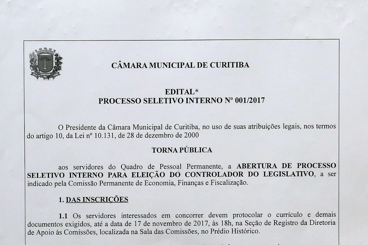 Legislativo realiza processo seletivo interno para eleger controlador