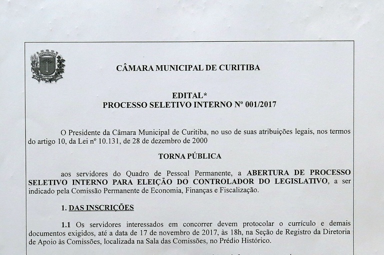 Legislativo realiza processo seletivo interno para eleger controlador