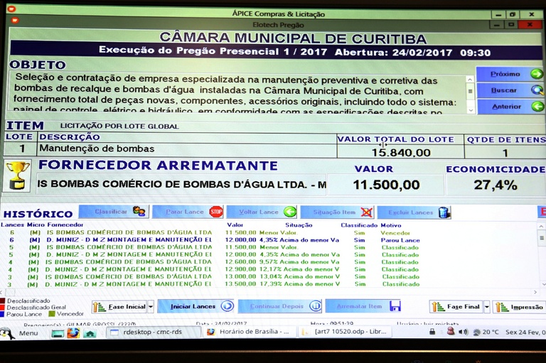 Licitação das bombas dágua termina com 27% de economicidade