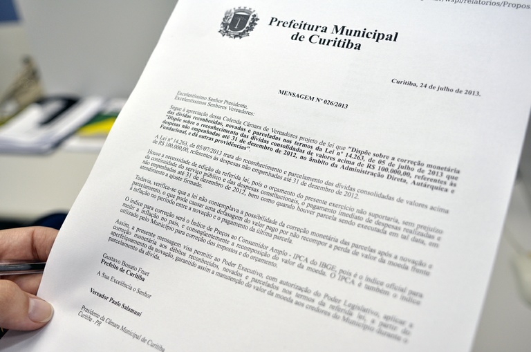 Mensagem do prefeito prevê correção monetária no parcelamento de dívidas 