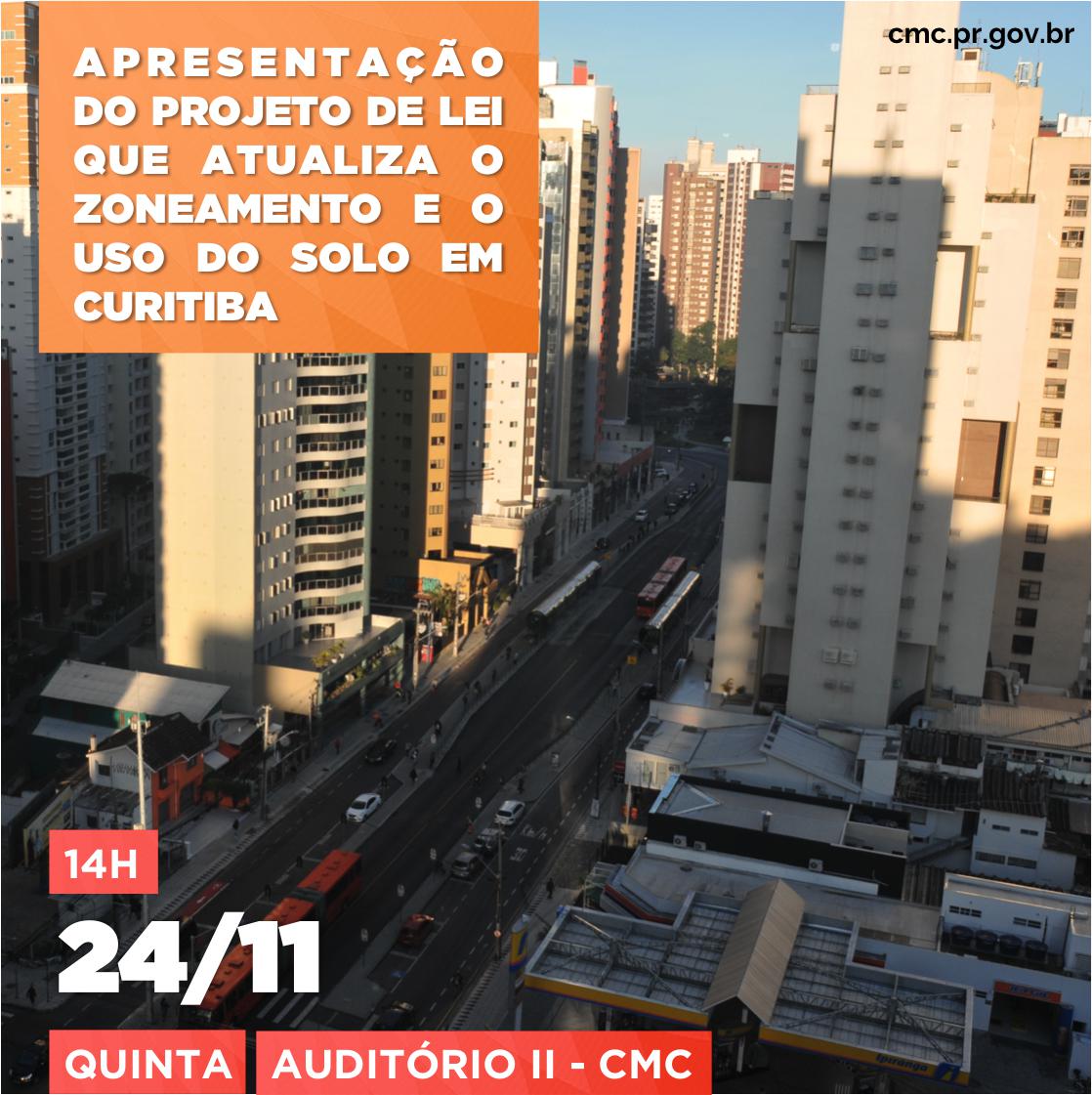 PAUTA DIA 24 DE NOVEMBRO (QUINTA-FEIRA), 14H: CÂMARA APRESENTA PROJETO DE LEI DE ATUALIZAÇÃO DO ZONEAMENTO E USO DO SOLO
