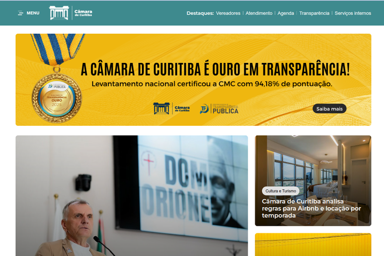 Site da Câmara de Curitiba registrou mais engajamento em 2025