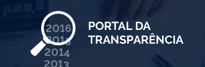 Imagem com uma lupa e o texto Portal da Transparência, com link para redirecionamento ao Portal da Transparência da Câmara de Curitiba